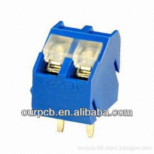 Euro Style PCB Terminal Block with Pitch 3.81mm, H 9.5mm, 55 degree Screw in 10A 300V AC, 16 to 26AWG